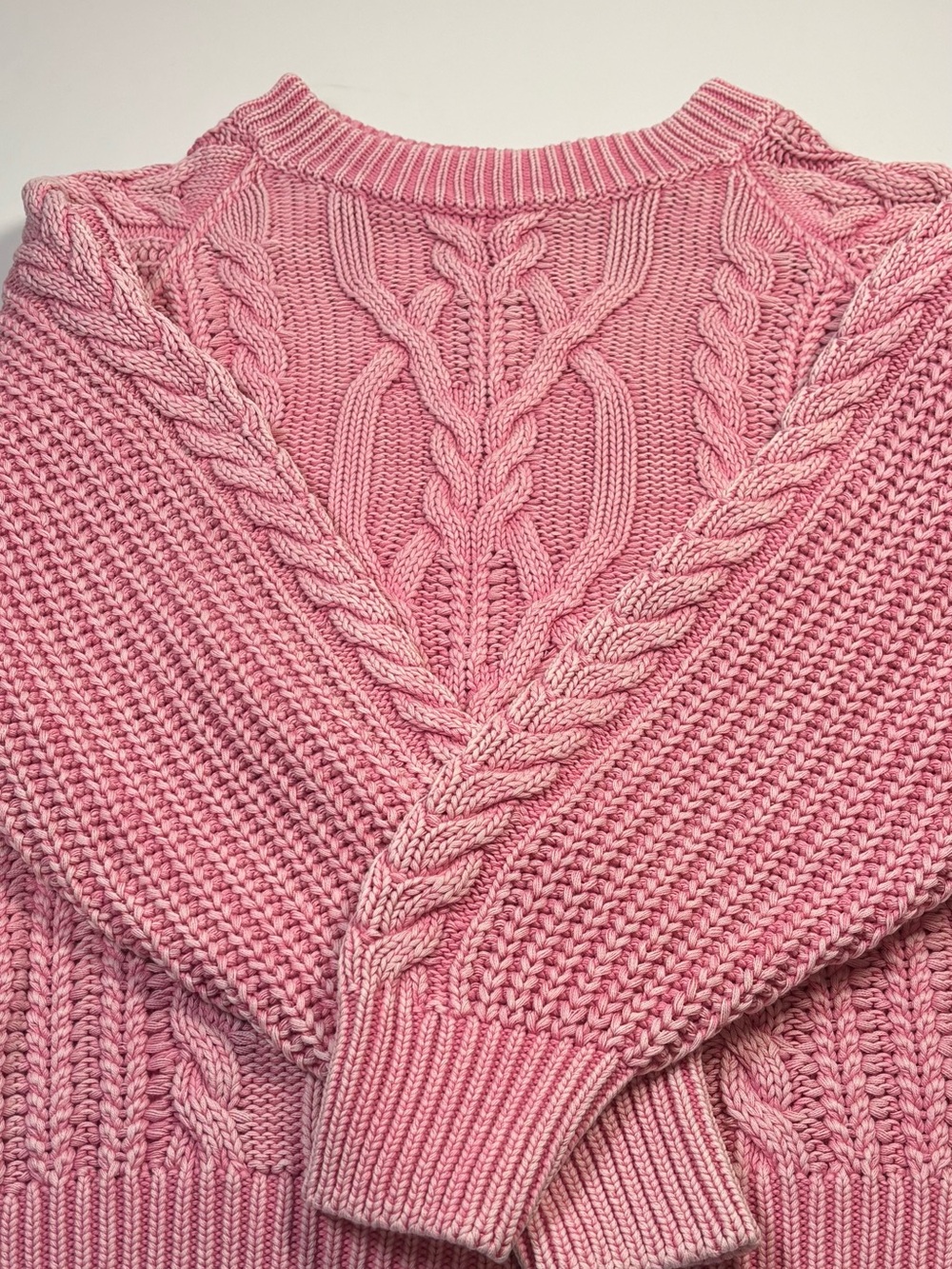 Free People Soft Pink Cable-Knit Scoop Sweater